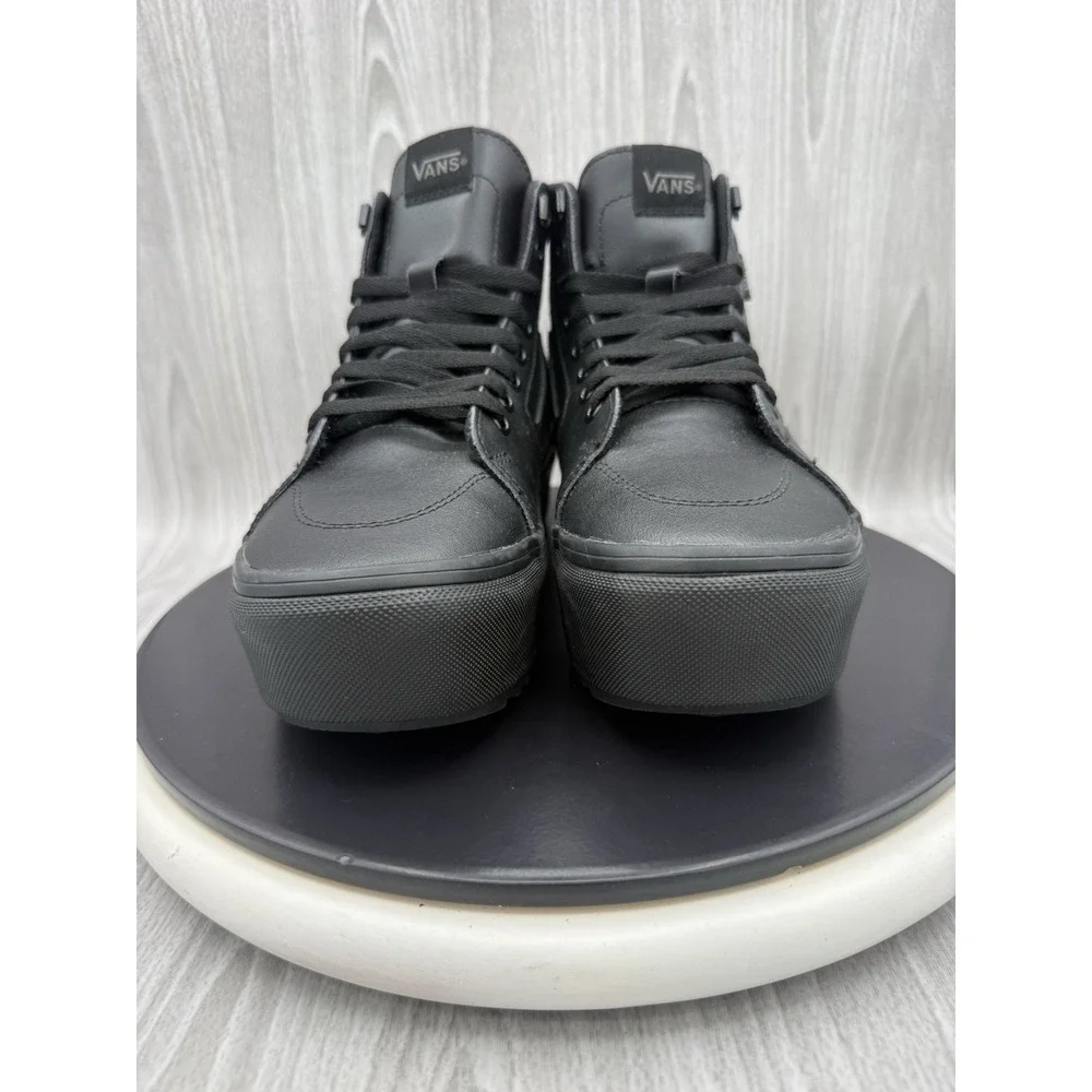 Vans Filmore Hi Stackform Womens Size 6.5 Triple Black Leather Platform Shoes